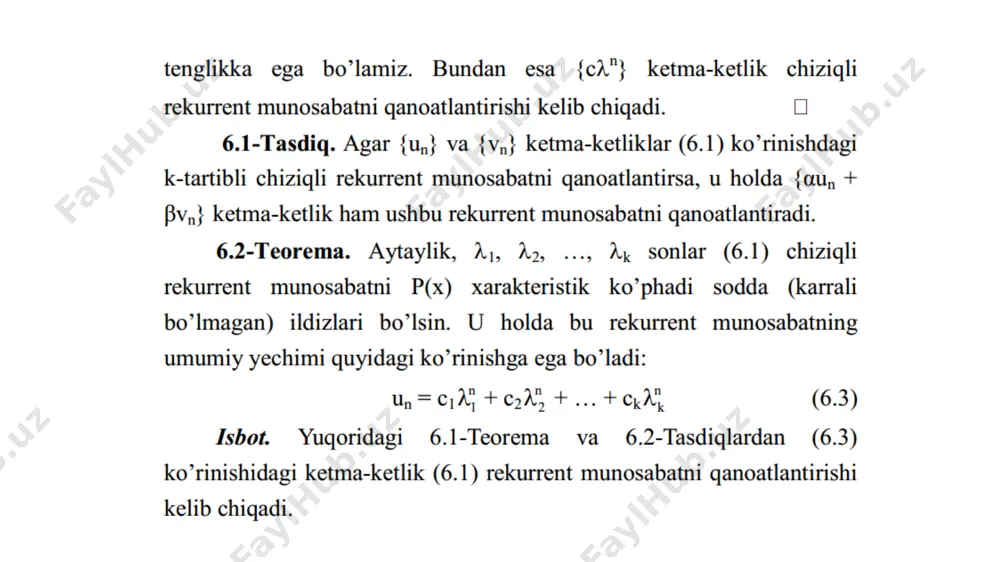 rekurent munosabatlar metodi. fibonachi sonlari. hosil qiluvchi funksiyalar - Page 5