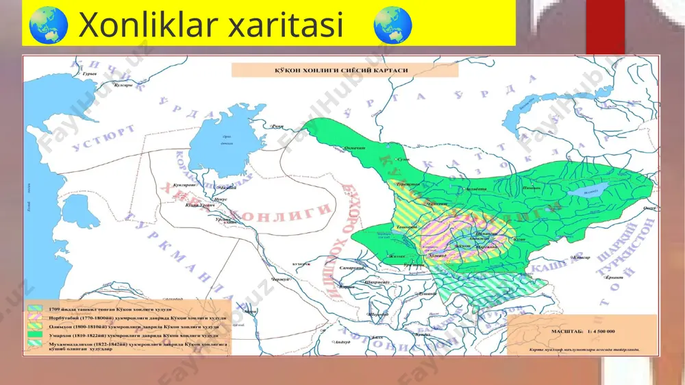 iy­g‘arbiy viloyatlari va toshkent shahri istilo qilindi. istilo etilgan hududlarda orenburg general­gubernatorligi tarkibiga kiruvchi turkiston viloyati tashkil etildi. ikkinchi bosqich – 1865–1868­yillarni qamrab olgan bo‘lib, bunda qo‘qon xonligi va buxoro amirligiga qarshi istilochilik harakatlari amalga oshirildi. uchinchi bosqich – 1873–1879­yillar davomida xiva va qo‘qon xonligi yerlarini bosib olishdan iborat bo‘ldi. to‘rtinchi bosqich – 1880–1885­yillarda turkmanlarning bo‘ysundirilishi edi. shunday qilib, 1864–1885­yillarda – 20 yildan ortiq vaqt davomida rossiya imperiyasining uzoq davom etgan harbiy tayyorgarligi natijasida bosqinchilik urushlari olib borildi. o‘rta osiyo xonliklari hududining katta qismi bosib olinib, mustamlakaga aylantirildi. bosib olingan hududlar hisobiga keyinchalik quyidagi ma’muriy­hududiy birliklar vujudga kelgan: 1868­yilda buxoro amirligiga qarashli yerlarda zarafshon okrugi (markazi – samarqand), 1873­yilda xiva xonligiga qarashli hududlarda amudaryo bo‘limi (markazi – petro­aleksandrovsk; hozirgi to‘rtko‘l) va 1876­yilda farg‘ona viloyati (markazi – yangi marg‘ilon, keyinchalik skobelev – hozirgi farg‘ona shahri), 1881­yilda kaspiyorti viloyati (markazi – ashxobod shahri) tashkil qilingan turkiston general­gubernatori o‘lkada joylashgan harbiy qo‘shinlar qo‘mondoni, …