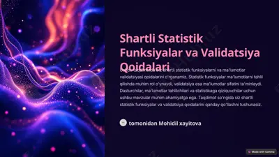 shartli statistik funksiyalar va validatsiya qoidalari — PPTX