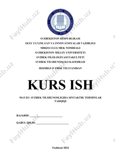 o‘zbek tilshunosligida sintaktik terminlar tadqiqi — DOCX
