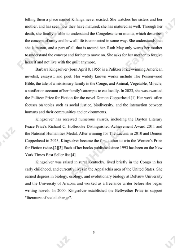 y personal kind stemming from her unwilling participation in her daughter's death. there is, nonetheless, a hint of another kind of shame running through these pages. the cultural shame that all westerners must bear collectively for the crimes done against africans. orleanna states, "maybe i'll even confess the truth, that i rode in with the horsemen and beheld the apocalypse, but still i'll insist i was only a captive witness," as an example of when this undertone even briefly comes to the forefront. if not, who is the conqueror's wife? there is political allegory in the poisonwood bible. even while the narrative centers on the guilt of five women, the true theme is the shame that all americans bear. it raises the questions of what our country accomplished in africa and how we ought to react to that reality. when orleanna states, "there's only one question worth asking now: how …