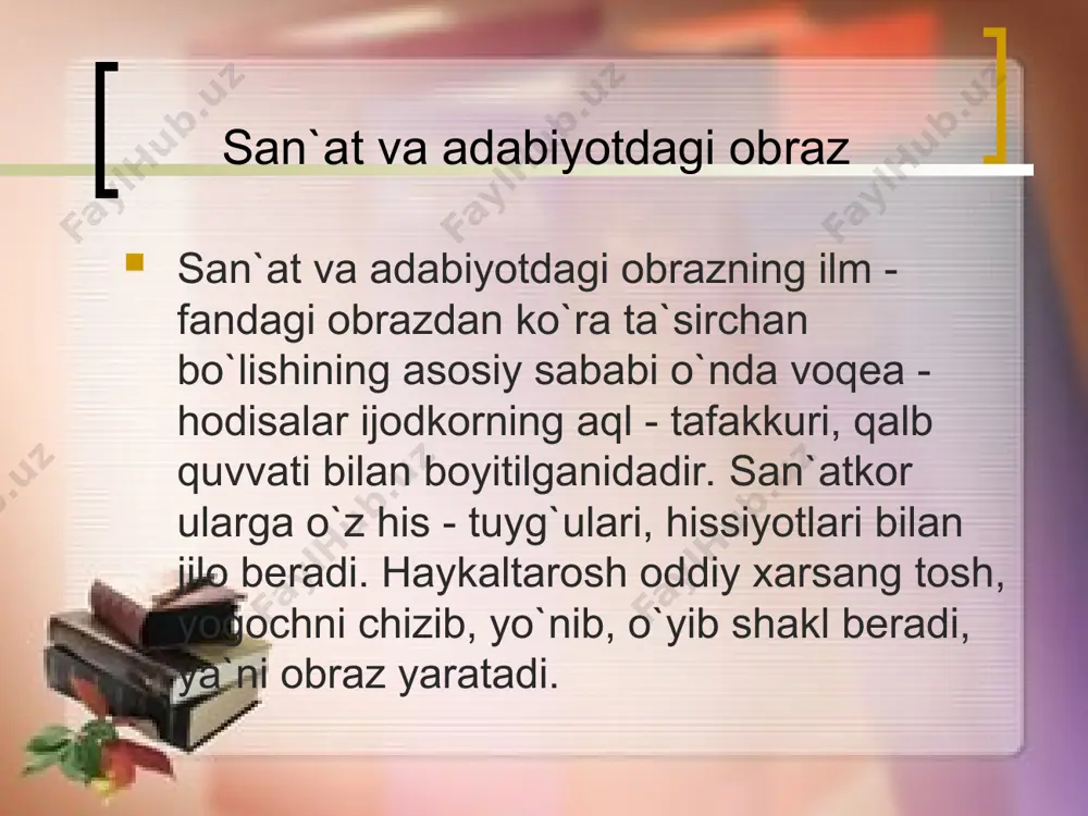 obrazlilik va badiiy obraz. badiiy obrazning o`ziga xos xususiyatlari - Page 4