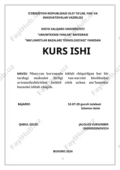 ma'lumotlar bazasi texnologiyasi — DOC