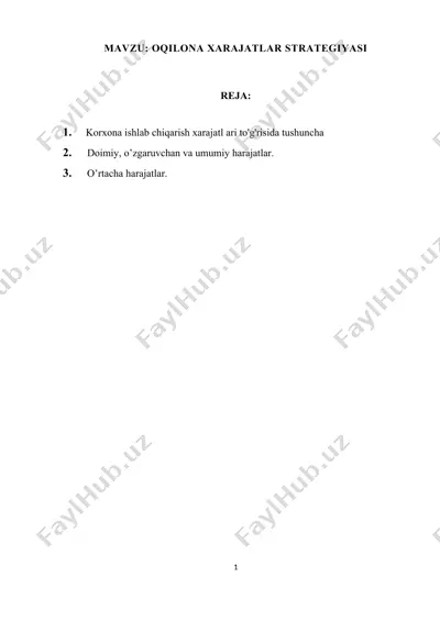 oqilona xarajatlar strategiyasi — DOCX