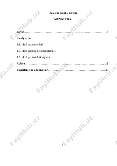ideal gaz issiqlik sig’imi — DOCX