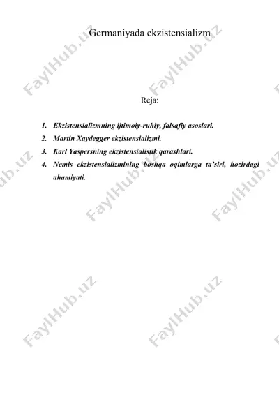 germaniyada ekzistensializm — DOC