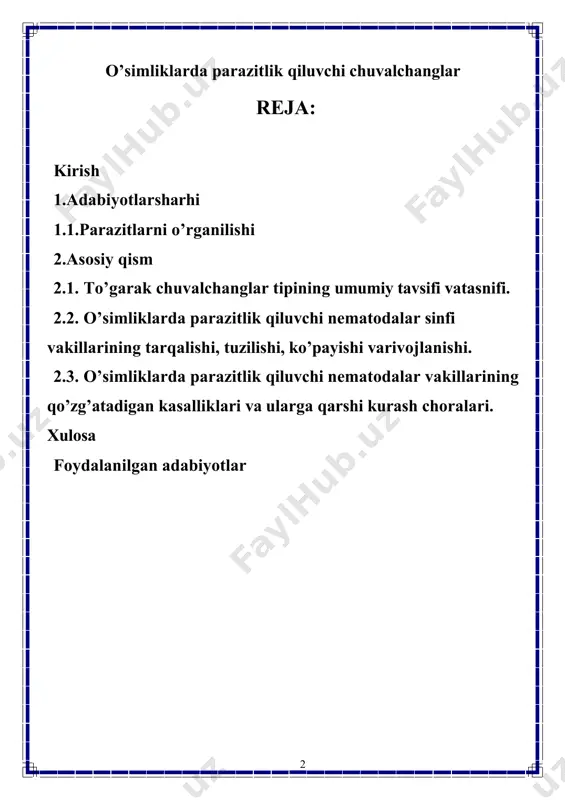 , gel’mintlar, zuluklar, bo’g’imoyoqlilar va boshqalar) va har xil parazitlar ta’siridan paydo bo’ladigan kasalliklar hamda ularga qarshi kurash choralarinio’rgatadi. umuman,parazitlarni o’rganish ob’ektlariga ko’ra tibbiyot parazitologiyasi, veterinariya parazitologiyasi, agronomiya (o’simliklar) parazitologiyasi va umumiy parazitologiyaga bo’linadi. parazitologiya ko’pgina biologik, tibbiyotvaveterinariya soxasidagimaxsus fanlar bilan chambarchas bog’langan. parazitlarning tavsifi, morfologiyasi, biologiyasi va tasnifini o’rganish bilan zoologiya fani shug’ullansa, ular qo’zg’atadigan kasalliklar patogenezi, klinikasi, diagnostikasi va davolashini o’rganish bilan esa patologik anatomiya, patalogik fiziologiya, immunologiya, virusologiya, mikrobiologiya, terapiya, farmakologiya, epizootologiya, xirurgiya, bioximiya, veterinariya-sanitariya ekspertizasi, zoogigiena va boshqa fanlar shug’ullanadi hamda ulardagi tadqiqetish usullaridan keng foydalaniladi. parazitlar xaqidagi ma’lumotlar qadim zamonlardan beri fanga ma’lum. eramizdan ancha ilgari yassi chuvalchanglarning vakillari hamda askarida xaqida qo’lyozmalar saqlangan. eramizdan oldingi 460-375 yillarda yashagan atoqli olim va shifokor gippokrat birinchi 3 bo’lib fanga "askaridoz" degan tushunchani kiritgan. u odamlarda uchraydigan askarida, ostrisa, yassi chuvalchanglarning ayrim turlari bilan birga hayvonlar parazitini (exinokokkni) ham aniqlagan. gippokrat gel’mintlarni invazion kasalliklarning qo’zg’atuvchisi emas, balki …