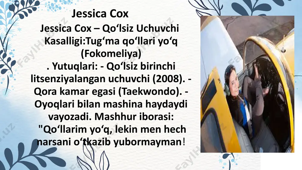anib, falaj bo’lib qoldi va ko’rish qobiliyatini butunlay yo’qotdi. sodir bo’lgan voqeadan keiyn lina po haykaltaroshlik bilan shug’ullangan va 1937 yildayoq uning asarlari aleksandr sergeyevich pushkin nomidagi tasviriy san’at muzeyidagi ko’rgazmada namoyish etilgan.6,3, c. lina polina mixaylovna e’tiboringiz uchun raxmat image1.jpeg image2.png image3.png image4.svg image5.png image6.svg image7.png image8.svg image9.jpg image10.jpg image11.jpg image12.jpg image13.jpg /docprops/thumbnail.jpeg
