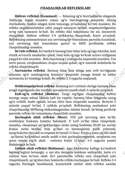 chaqaloqlar reflekslari — DOCX