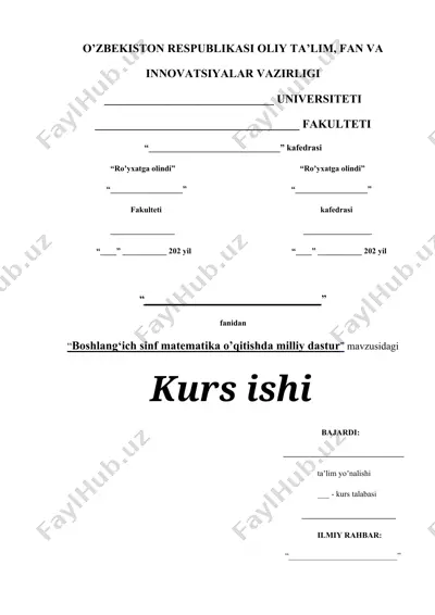 boshlang‘ich sinf matematika o’qitishda milliy dastur — DOCX