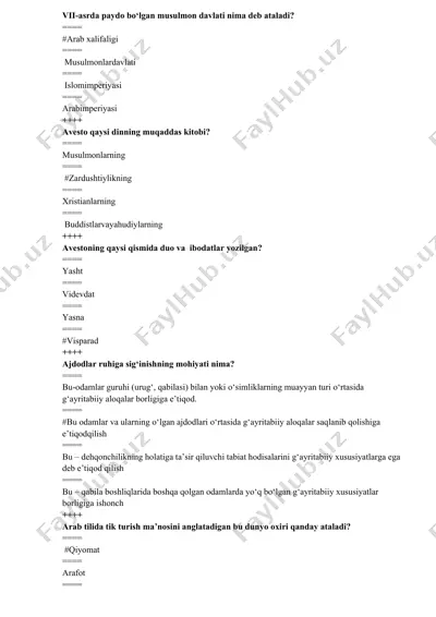 vii-asrda paydo bо‘lgan musulmon davlati nima deb ataladi? — DOCX