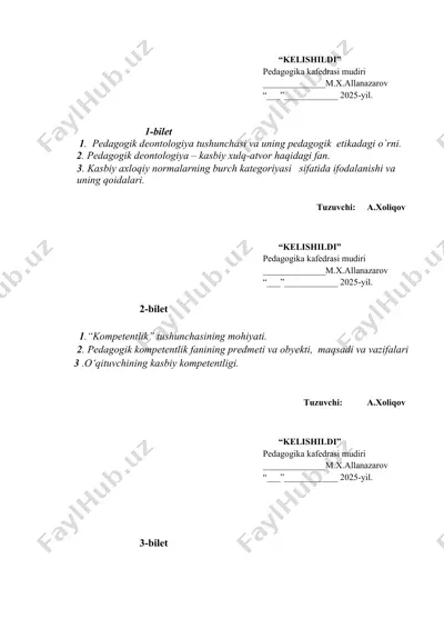 pedagogik deontologiya va pedagogik kompetentlik — DOCX