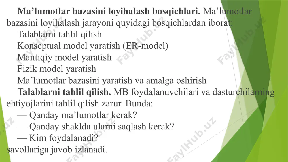 4-ma’ruza. ma’lumotlar bazasini loyihalash - Page 3