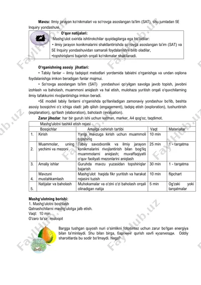 ilmiy jarayon konikmalari va so‘rovga asoslangan ta’lim (sat), 5e inquiry yondashuvi — PDF