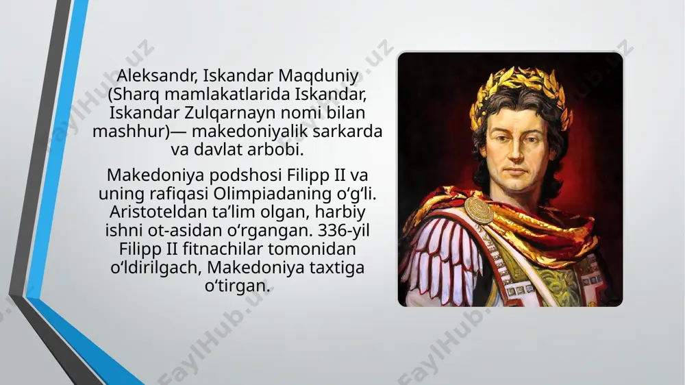 a iskandar merosi uchun uzoq kurashga olib keldi. bu kurash bir necha o'n yillarga cho'zilib, juda ko'p qon to'kishlarga olib keldi. iskandarning o'limi vaqtida makedon taxtiga qonuniy da'vogarlar yo'q edi: iskandarning xotini so'g'd malikasi roksana hali homilador edi. pergamda iskandarga asir tushgan fors satrapi artabazning qizi barsinadan 4 yoshli noqonuniy oʻgʻli gerakl qolgan edi. taxtga filipp ii ning noqonuniy o'g'li aqli zaif arridey ham da'vo qilishi mumkin edi. makedoniyada iskandarning yaqinlari roksana agar o'g'il tug'sa, uni podsho deb e'lon qilish, uning go'dakligi davrida hokimiyatni tajribali sarkarda perdikka boshchiligidagi davlat kengashiga topshirish kerak deb hisobladilar. harbiy boshliqlar va saroy ayonlarining boshqa bir guruh arridey nomzodini yo'qlab chiqdilar. obro'li lashkarboshi nearx makedon taxtiga birdan-bir da'vogar gerak bo'lishi mumkin deb hisobladi. iskandarning safdoshi, lashkarboshi ptolemey boshchiligidagi yana bir guruh podshoni saylash kerak emas, chunki iskandarni o'g'illarining onalari sharq ayollari, uning asiralaridir, oqibatda bunday da'vogarlarni taxtga chiqarish hamma vaqt noqonuniy bo'ladi deb hisobladilar. taxt …
