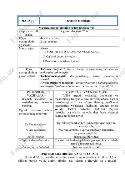 o‘qitish metodlari — DOCX