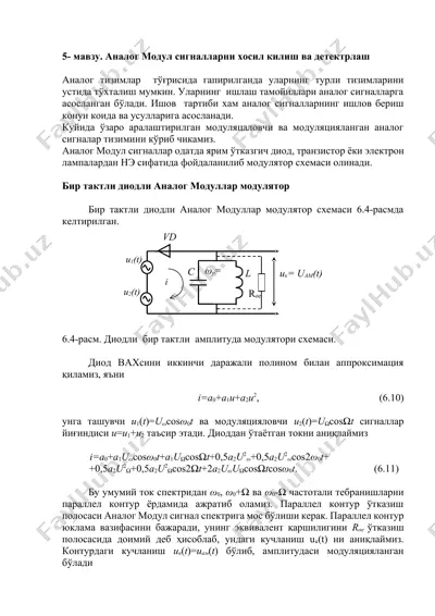 analog modul siganallarni hosil kilish va detektrlash — DOCX