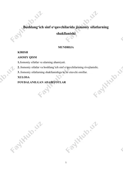 boshlang‘ich sinf o‘quvchilarida jismoniy sifatlarning shakllanishi — DOCX