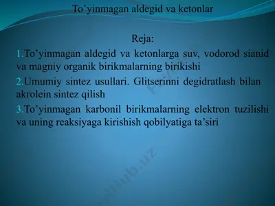 to’yinmagan aldegid va ketonlar — PPTX