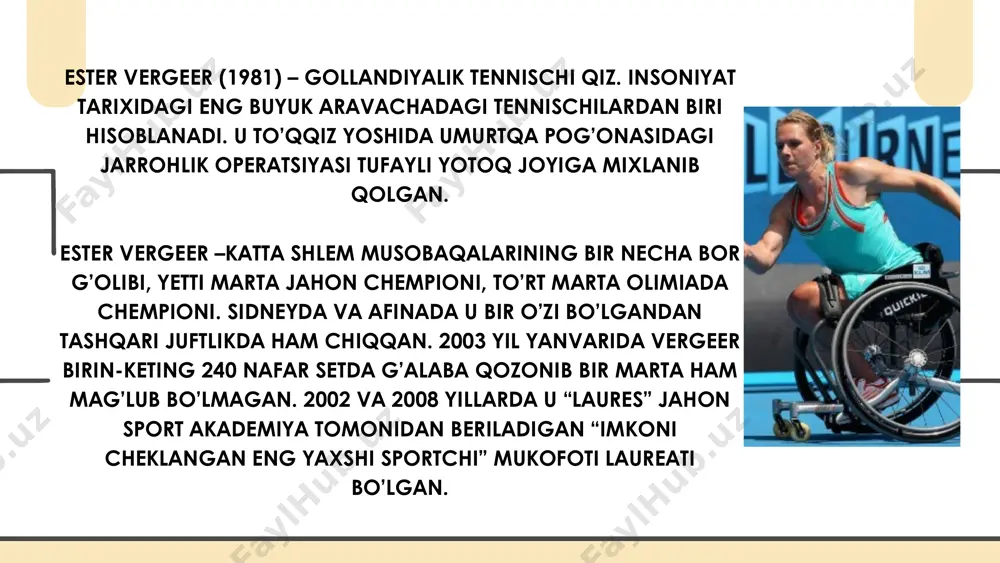 alar. o’ttiz yildan ortiq mixail suvorov ko’zi ojizlar uchun ishlaydigan yoshlar maxsus sirtqi- kunduzgi maktabida o’qituvchilik qilgan. u rossiya federatsiyasining faxriy o’qituvchisi unvoniga sazovor bo’lgan. migel de servantes saavedra (1547- 1616) - ispan yozuvchisi. servantes avvalo jahon adabiyotining eng buyuk asarlaridan biri “ustomon idalgo la manchlik don kixot”ning muallifi sifatida tanilgan. 1571 yilda servantes harbiy dengiz kuchlarida xizmatda bo’la turib lepantodagi jangda ishtirok etgan. shu jangda u arkebuzadan otilgan o’qdan og’ir yaralanishi tufayli chap qo’lidan ayrilgan. keyinchalik u: "meni chap qo’limdan mahrum qilib, xudo mening o’ng qo’lim bilan yanada kuchliroq ishlashga majbur qildi", deb yozgan. e'tiboringiz uchun raxmat