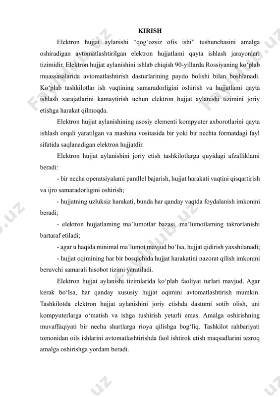 atlarida hujjat aylanishi uchun iso standartlari mavjud. har 3-5 yilda barcha standartlami hisobga olgan holda iso qayta ko‘rib chiqilgan (yangilangan yoki bekor qilingan) ishonchli standartlariga ega boladi. axborot sohasida normalar va standartlami ishlab chiqish hamda xalqaro standartlashtirish tashkilotida hujjatlami rasmiylashtirish asosiy o‘rinda hisoblanadi. masalan, texnik qo‘mita hamda texnik tartibga solish va metrologiya federal agentligi 46-sonli “axborot va hujjatlar” yig‘ilishida 34 ta iso a’zosi qatnashib qarorlar qabul qilishda ishtirok etgan. o‘z navbatida texnik qo‘mitaning axborot, kutubxonachilik va nashriyot standartlari tizimida ixtisoslashtirilgan kichik komissiyasi mavjud bo‘lib, vniidad mutaxassislari kabi ular ham hujjatlar bilan ishlashdagi normalami yaxshilanishida yetakchi rol o‘ynaydi. shuningdek, bular qatorida rossiya nomidan ovoz berish huquqiga ega ros iso va iso mutaxassislari ham bolishgan. texnik qo‘mitaning axborot, kutubxonachilik va nashriyot standartlari tizimi hujjatlar boshqaruvining “oynasi” hisoblanadi. hujjatlami boshqarish jarayonlarini standartlashtirish bilan shug‘ullanadi va iso standartlami birinchilardan to‘g‘ridan-to‘g‘ri qollaydi hamda ushbu standartlami ishlab chiqishda faol ishtirok etadi. isoda hujjat aylanishini standartlashtirish haqida …