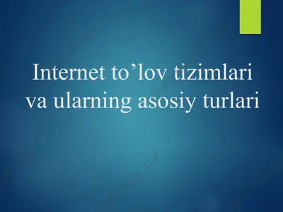 internet to’lov tizimlari va ularning asosiy turlari — PPTX