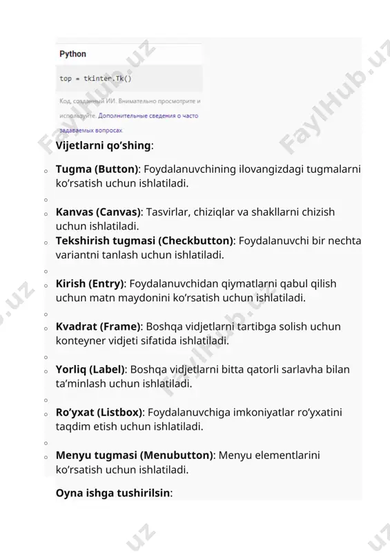 gui muhitida grafik imkoniyatlardan foydalanib ro’yxatga olish oynasini yaratish - Page 2