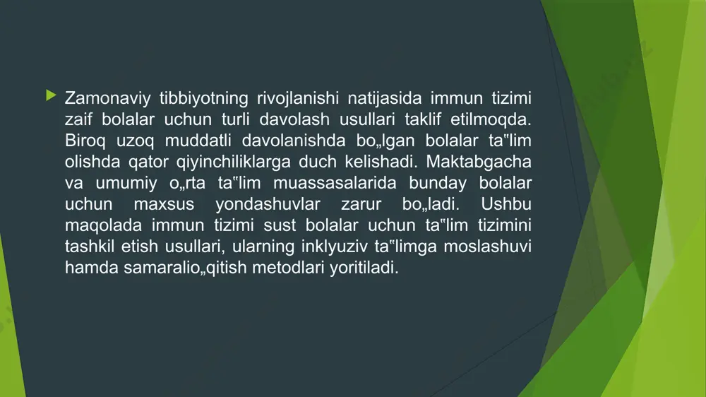 molekulalar, yot hujayralar, bakteriyalar, viruslar, eng sodda jonivorlar, gelmintlar, ularning zaharlari va b. ni immun reaksiyalar mexanizmlari yordamida zararsizlantiradi, ularni organizmdan chiqarib yuboradi. immun reaksiyalarning miqdor tasnifini tartibga solib turadigan omillar, chunonchi nerv sistemasi (asosan, gepotalamus), gormonlar, ovqatlanish, organizmning holati (jumladan, charchash darajasi) va tashqi taʼsirotlarni immun reaksiyalar fiziologi yasi oʻrganadi. hoz. faqatgipofiz va buyrak usti bezlari gormonlari immun reaktivlikni oʻzgartirib qolmay, platsenta ham ona organizmining homila antigeniga nisbatan immun reaksiyasini maʼlum darajada tor-mozlay oladigan alohida gormon chiqarishi aniqlangan. immunopatologiya —organizmga shikayet yetkazadigan immun reaksiyalarnigina emas,balki immun siste-masining oʻzgarishi bilan davom etadigan kasalliklarni ham oʻrganadi. bunda immun reaksiyaning tormozlanishi va kuchaytirish metodlariga qam alohida eʼtibor beriladi.soʻnggi yillarda organizmning nospetsifik taʼsirlarga nisbatan biror turdagi hujayralar va mikromoleku-lalarga koʻsatadigan reaksiyasi ham oʻrganilmoqda. bu soha noinfeksi-on i. deb ataladi. koʻp hujayrali har bir organizmdagi oqsillar va hujayra membranalari oʻziga xos tuzilgan.tashqaridan kiritilgan qujayra va molekulalar organizm uchun begona boʻlib, organizmda ularni chiqarib yuborishga …
