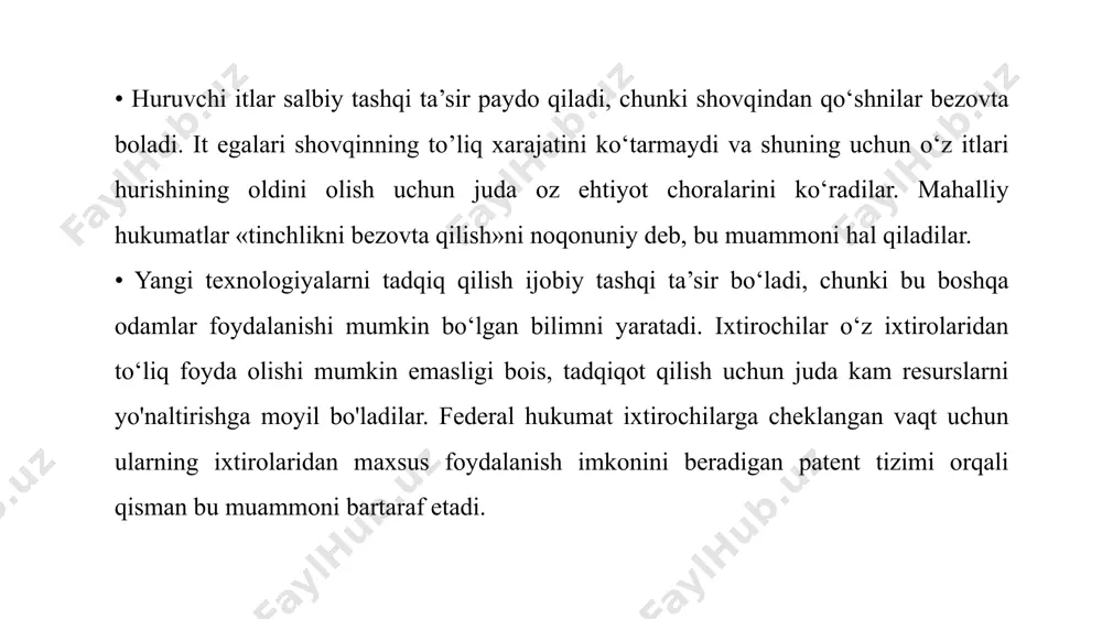ta’sirlarini hisobga olishga undaydi. aluminiy ishlab chiqaruvchilar, odatda, qancha aluminiy taklif qilishi haqida qaror qabul qilishda ifloslantirish xarajatlarini ham hisobga oladi, chunki soliq ularning tashqi xarajatlarini ham tolashga majbur qiladi va bozor narxi ishlab chiqaruvchilarga qo'yilgan soliqni ham aks ettirgani uchun, aluminiy iste’molchilari kamroq miqdorda foydalanishga harakat qilishadi. bu siyosat iqtisodiyotning o‘nta tamoyillarining biriga asoslangan: odamlar ta’sirlarga javob qilishadi. ijobiy tashqi ta ’sirlar ba’zi faoliyatlar uchinchi shaxslarga xarajatlar joriy qilsa ham, boshqalar bundan foyda olishadi. masalan, ta’limni olaylik. aksariyat hollarda, ta’lim foydasi xususiydir: ta’lim iste’molchisi yaxshi ishchi bo‘lib yetishadi va shuning bilan yuqori maosh sifatida foyda oladi. ammo ushbu xususiy foydadan tashqari, ta’lim ijobiy tashqi ta’sir hosil qiladi. ulardan biri shuki, yaxshi ta’lim olgan odamlar ko‘proq biladigan saylovchilar bo‘lishadi, bu esa hamma uchun yaxshiroq hukumat bo'lishini anglatadi. yana bir tashqi ta’siri shuki, ko‘proq ta’lim olgan aholi past jinoyat darajasini anglatadi. uchinchi tashqi ta’siri shuki, ko‘proq ta’lim olgan aholi texnologik rivojlanishni …