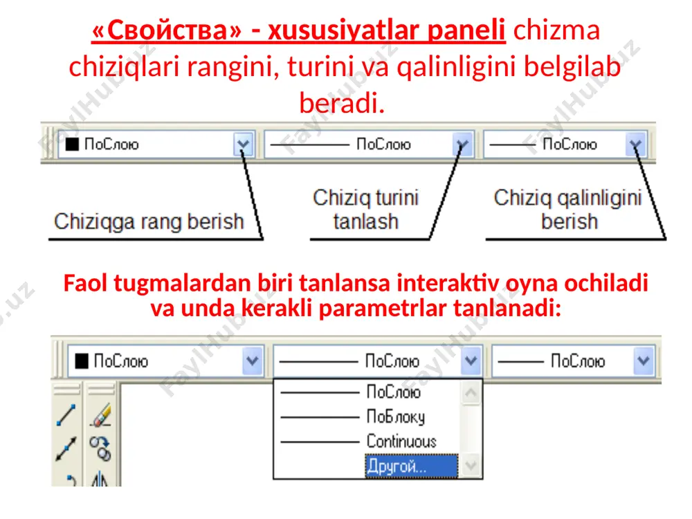 auto cad dasturini uskunalar panelidagi buyruqlarning vazifalari va ulardan foydalanish - Page 3
