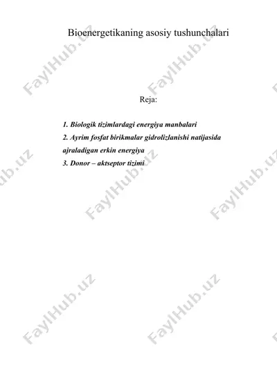 bioenergetikaning asosiy tushunchalari — DOC