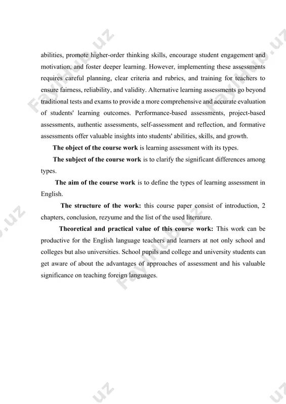 mong these assessment procedures are objective and essay tests which can take the form of paper-and-pencil test, assignments, projects, observations and interviews. most importantly, the assessment procedures selected should be relevant to the characteristics or performance to be assessed and thus, one needs to be particular and careful about the procedures to he or she uses when assessing students. it is quintessential to note that, traditional assessment procedures such as multiple choice and essay; and performance and portfolio assessment are some of the procedures that are used in assessing students. according to dikli[footnoteref:4] that traditional assessment procedures refer to conventional methods of testing, usually standardized, and use pen and paper with multiple choice and essay items. although some essays can be performance assessment, dikli[footnoteref:5] adds that, traditional assessment procedures as part of assessing students, programs, curricula and policies for decision making have been very dominant in our educational enterprise. in …