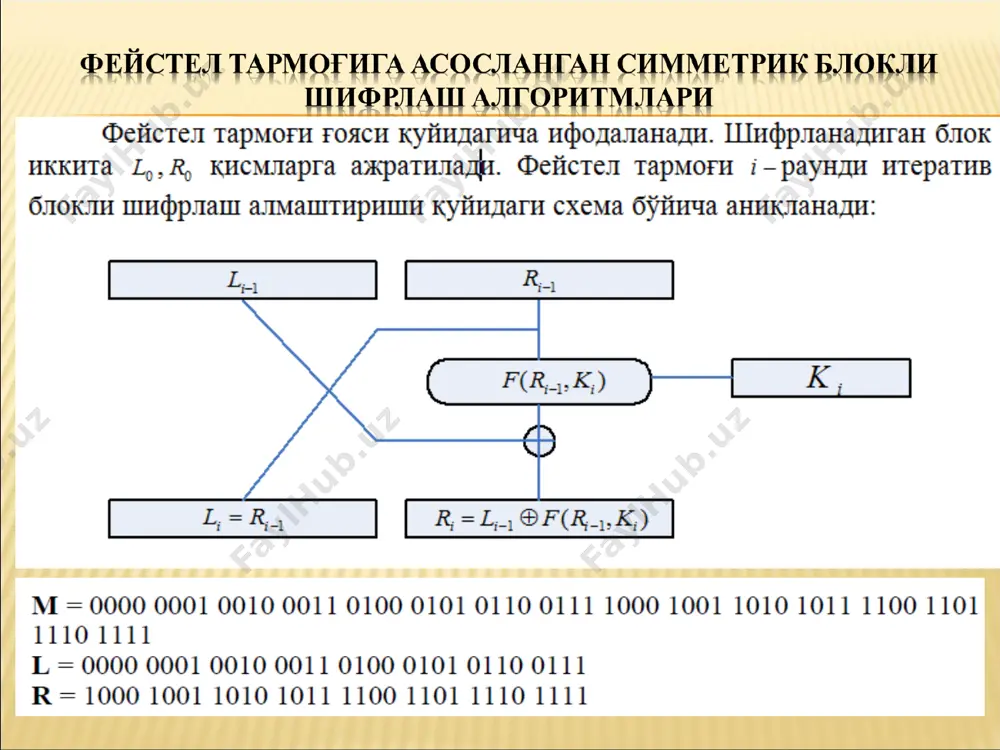 si turdagi shifrlarga xos? a) ochiq kalitli b) simmetrik blokli c) potokli d) xesh 13. des shifrida s-bloklar vazifasi nima? a) kalitni ko'paytirish b) almashtirish (substitution) c) blokli joylashtirish d) qayta shifrlash 14. des algoritmi qaysi xavf tufayli eskirgan deb hisoblanadi? a) ochiq kod tufayli b) brutfors hujumga chidamsizligi c) moshina xatolari d) yangilanmaganligi 15. des algoritmi o'rniga qanday shifr tavsiya etiladi? a) rsa b) aes c) idea d) blowfish 16. feystel tarmog'ining asosiy xususiyati? a) bir tomonlama funktsiya b) teskari qilish mumkin c) ommaboplik d) oson realizatsiya 17. des da shifrlash va dekodlash jarayonida qanday farq bor? a) mutlaqo boshqa operatsiyalar b) bir xil operatsiyalar, kalitlar ketma-ketligi teskari c) faqat dekodlashda s-blok qo'llaniladi d) shifrlashda tezroq 18. des algoritmi qaysi usul bilan kriptografik xavfsizlikni ta'minlaydi? a) dinamik qoidalar b) kalit va raundli shifrlash c) ko'chirma himoyasi d) tokenizatsiya 19. des algoritmida qanday kalit generatsiya qilinadi? a) har galda yangi …