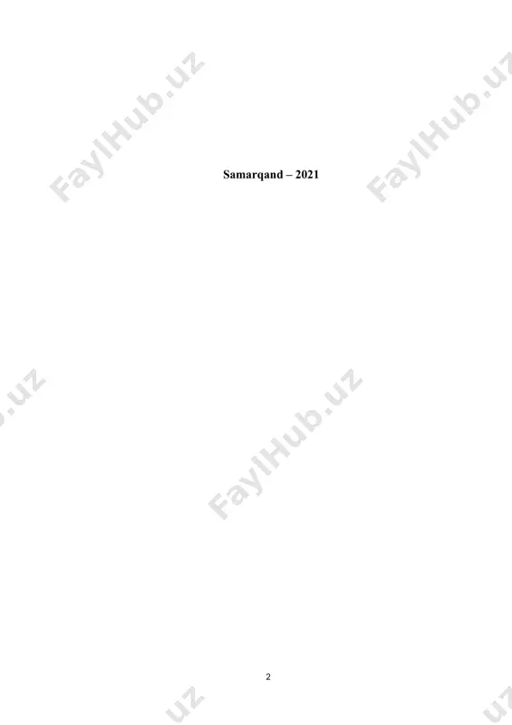 teriallari: 6 3.1 ma’ruza mashg‘ulotlari uchun o‘quv materiallari 6 3.2 laboratoriya mashg‘ulotlar uchun o‘quv materiallari 124 3.3 amaliy mashg‘ulotlar uchun o‘quv materiallari 225 3.4 mustaqil ta’lim bo‘yicha o‘quv materiallari 249 3.5 fan bo‘yicha glossariy 260 iv fan bo‘yicha o‘tkaziladigan attestatsiyalar uchun savollar: 264 4.1 1 ob uchun og‘zaki savollar (120 ta) 265 4.2 2 ob uchun og‘zaki savollar (120 ta) 268 4.3 yab uchun og‘zaki savollar (300 ta) 270 4.4 1 ob uchun yozma ish savollari (150 ta) 276 4.5 2 obuchun yozma ish savollari (150 ta) 279 4.6 yab uchun yozma ish savollari (500 ta) 282 4.7 1 ob uchun test savollari (200 ta) 291 4.8 2 ob uchun test savollari (200 ta) 311 4.9 yab uchun test savollari (500 ta) 331 v fan bo‘yicha baholash me’zonlari 379 vi fan bo‘yicha tarqatma materiallar 380 vii o‘umning elektron varianti 386 i. fanning o‘quv dasturi ii. fanning ishchi o‘quv dasturi iii. …