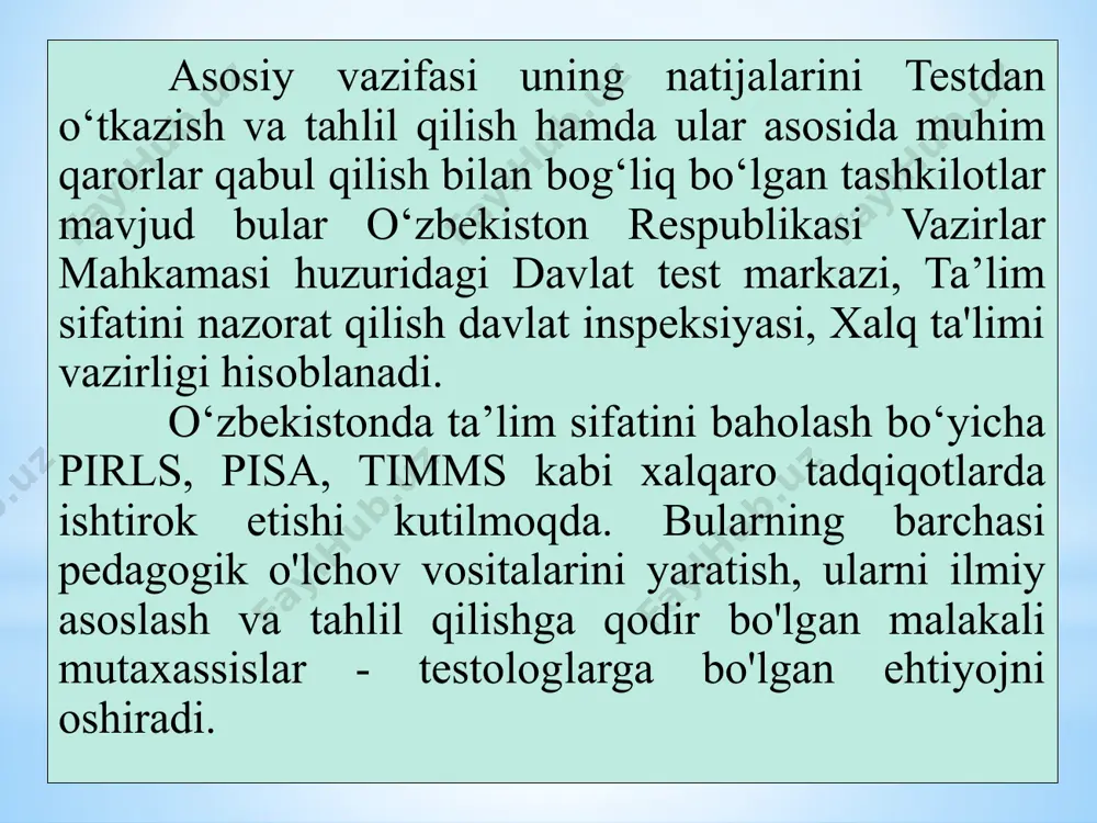 idan amalga oshiriladigan nazorat va baholash jarayonlarining o'quvchining ichki holatiga o'tish mexanizmini tahlil qilishda namoyon bo'ladi, bu o'quv faoliyati tarkibida o'zini o'zi boshqarish va o'zini o'zi baholash bo'yicha yangi harakatlar bilan tavsiflanadi va tashqi baholashga unchalik mos kelmaydi. r. r. blonskiy nuqtai nazaridan, tashqi nazorat va baholash jarayonlarining ichki o'zini o'zi boshqarish ko'nikmalariga o'tish jarayoni to'rt bosqichdan iborat bo'lib, bunda o'z-o'zini nazorat qilish qobiliyatlarining tashqi namoyon bo'lish darajasi rasayadi va tashqi ko'rinish sifatida namoyon bo'lish xususiyatini yo'qotadi. talaba o'quv materialini o'zlashtirishda muvaffaqiyatga erishadi. birinchi bosqichda, o'z-o'zini nazorat qilish ko'nikmalarini shakllantirishda o'qituvchining ishtiroki, talaba hali o'zlashtirmagan materialni haqiqatdan o'zlashtirmagan bo'lsa, haqiqiydir. ikkinchi bosqich shakllanganligi quydagilarni o'z ichiga oladi o'z o'zini boshqarish ko'nikmalarining mavjudligini. unda talaba o'rganilgan materialni ko'raytiradi va o'qituvchi bilan birgalikda o'z bilimlarini nazorat qiladi. uchinchi bosqich assimilyatsiya darajasining o'sishi bilan ajralib turadi, buning natijasida o'zini o'zi boshqarish tanlab olinadi va o'qituvchining ishtiroki kamayadi, o'quv materialini to'liq o'zlashtirishning to'rtinchi bosqichiga …