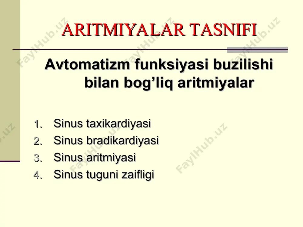 chasiga teskari (diskordant) yo‘nalgan bo‘lishi. qorinchalar paroksizmal taxikardiyasi xurujidan keyin to‘liq kompensator pauza bo‘lishi. bo‘lmachalar titrashi bo‘lmachalarning bir daqiqada 200-400 marotabagacha qisqarishiga aytiladi. bo‘lmachalar paroksizmal taxikardiyasidan farqli ravishda bo‘lmachalarda paydo bo‘lgan impulslarning ma`lum qismigina qorinchalarga o‘tkaziladi ekg belgilari. ekgda minutiga 200-400 gacha arrasimon ko’rinishga ega bo’lgan bir-biriga o’xshagan f to’lqinlarning (ii, iii, avf, v1, v2) paydo bo’lishi. qorinchalar kompleksi o’zgarmagan, xar bir qorincha kompleksiga f to’lqinlar 2:1, 3:1, 4:1 va xokazo nisbatlarda bo’lishi mumkin. bo’lmаchаlаr titrаshi bo’lmachalar xilpillashi bo’lmachalardagi aloxida mushak guruxlarining minutiga 350-700 marotabagacha qo’zg’alishi va qisqarishi. ekg belgilari. ekgda p tishcha bo’lmasligi. p tishcha o’rniga aritmik f to’lqinlarning aniqlanishi. r-r lar orasidagi masofa xar xilligi. qrs kompleks shaklining o’zgarmaganligi bоlmаchаlаr хilpillаshi qorinchalar titrashi deb qorinchalardagi aylanma impulslar (re-entry) xisobiga ularning minutiga 200-300 marotabagacha ritmik qisqarishiga aytiladi. qorinchalar titrashida qo’zgalishlar to’lqini qorinchalar mushaklari bo’ylab ma`lum bir yo’ldan ritmik aylanib turadi. ventricle flutter (vf) - a frequent (up to 200-300 …