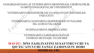 veterinariya farmakologiyasi — PPTX