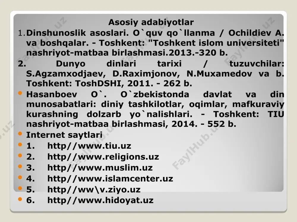 терроризмнинг бир туридир”. сидоров мазкур культларни “оммавий ижтимоий-психологик қирғин қуроли”, деб таърифлайди секталарнинг белгилари қандай? 1. ўз раҳнамоси ва гуруҳининг бошқалардан мутлақо устунлигини даъво қилиш. 2. аъзоларининг ҳаёт тарзи ва бўш вақтларини қатъий назорат қилиш. 3. ахборот олиш манбаларининг чегаралаб берилиши (телевизор ва газеталарнинг таъқиқланиши ва ҳоказо). 4. жаҳон динларининг муқаддас ёзувларини ўз ақидасига мос равишда ўзгартириш, уларни аслиятдан чекинганликда айблаш. 5. фаол ва узлуксиз равишда янги аъзоларни жалб этиш. 6. ўз ғояларини сингдириш учун махсус онгни бошқариш ва манқуртлаштириш услубларидан фойдаланиш. 7. “хослар” ва “оддий” одамлар учун алоҳида-алоҳида қоидаларнинг мавжуд бўлиши. 8. ўз фаолиятининг асл мақсади ва оқибатларини яшириш. 9. қатъий ички иерархия. 10. ўз аъзоларининг бошқалардан устун, мумтоз экани ҳақидаги таълимот. 11. анъанавий динлар, миллий-маънавий қадриятларга кескин муносабатда бўлиш ва инкор қилиш. 12. махсус, бошқаларга тушунарсиз бўлган терминлар (ибодат тили)нинг ишлатилиши. 13. ўз мол-мулки ва даромадини секта ихтиёрига топширишни тарғиб қилиш. 14. охирзамон ҳақидаги суҳбатларнинг кўплиги. сектага қандай …