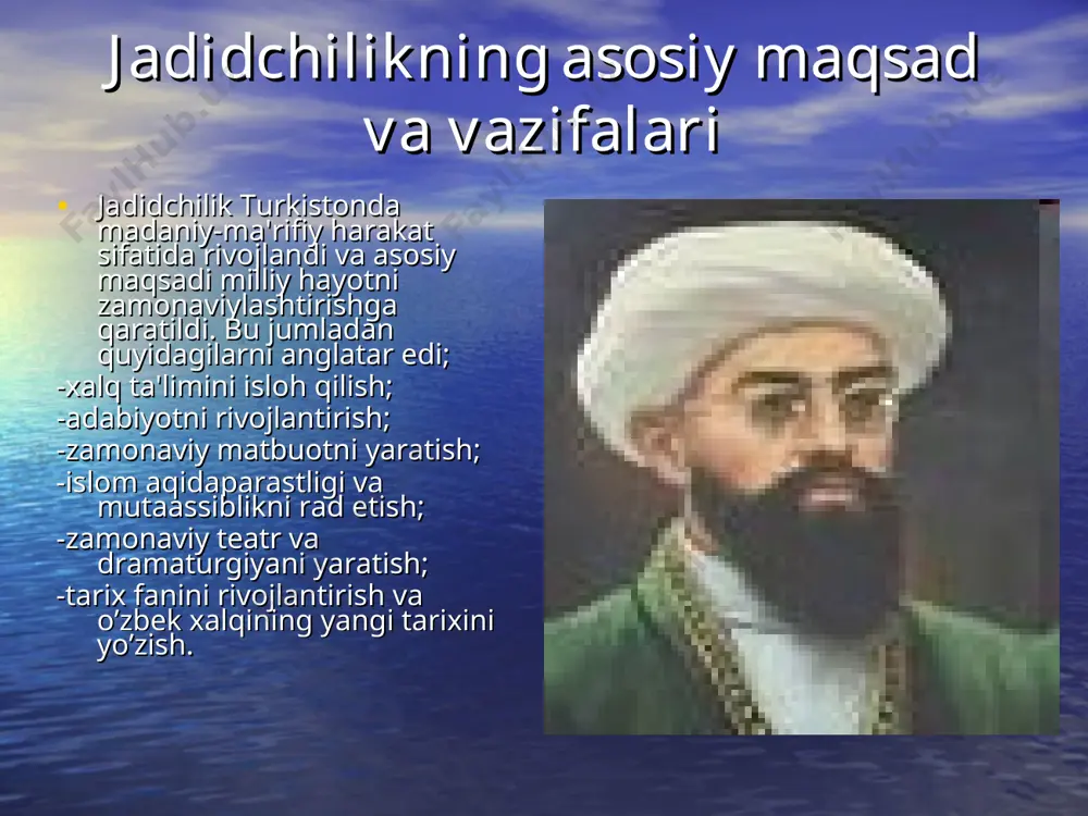 ga qarshi siyosati rossiya imperiyasi o’lkani turkiston general-gubernatorligi, buxoro amirligi va xiva xonligidan iborat uch qismga bo’lib, tub aholi birligi va siyosiy qudratini sindirish yo’lida barcha vositalardan foydalandi. turkiston xalqining milliy g`ururi mustamlakachilar turkiston xalqlari turmushida nimaiki ularning istiqboliga to’g'anoq bo’lsa, ularni ozodlik uchun kurashdan chalg'itsa, hammasini qo’llab-quvvatlagan holda, istiqlolga xizmat qiluvchi barcha intilishlarning payini qirqdilar. rossiya mustamlakachilarining og'ir asorati sharoitida ham xalqimiz o’zligini, milliy qadriyatlarini, ma'naviyatini, madaniyatini, urf odatlari va turmush tarzini saqlab qola oldi.