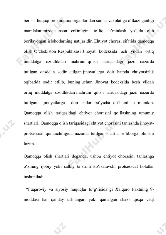 kning ikki turini nazarda tutadi: shaxsiy kafillik; jamoat birlashmasi yoki jamoaning kafilligi. ba’zi mamlakatlar jinoyat-protsessual kodekslarida kafillar kamida ikki kishidan iborat (ukraina - 152, qozog‘iston - 145, qirg‘iziston - 106-modda), hatto 2-5 nafar (moldova – 179-modda) bo‘lishini talab qiladi. shaxs ana shu majburiyatlardan birini bo‘lsa-da, buzgan taqdirda unga nisbatan jiddiyroq ehtiyot chorasi qo‘llanishi mumkinligi to‘g‘risida ogohlantirilishi lozim. bunday ogohlantirish uning tegishli xulq-atvorini ta’minlaydi. ta’kidlash joizki, ayblanuvchi (sudlanuvchi) zimmasiga olgan majburiyatlarning birortasi ham uning huquqini jiddiy tarzda cheklamaydi. tegishli xulq-atvor deganda shaxsning protsessual majburiyatlarini buzmaslik tarzidagi xulq-atvori tushuniladi. umumiy axloqiy me’yorlarni buzish ehtiyot chorasini yanada jiddiyrog‘i bilan o‘zgartirishga olib kelmasligi kerak. jamoat birlashmasi yoki jamoaning kafilligi deyilganda, ayblanuvchining istiqomat joyi, o‘qiydigan yoxud mehnat qiladigan jamoa yoki u a’zo bo‘lgan kasaba uyushmasi va boshqa birlashmalarning kafilligi tushuniladi. shaxsiy kafillik ishonchga sazovor bo‘lgan shaxslarning o‘z zimmalariga ayblanuvchi, sudlanuvchi munosib xulq-atvorda bo‘lishiga kafil ekanliklari haqida yozma majburiyat olishidir. ayblanuvchi, sudlanuvchini ularning qarindoshlari, do‘stlari yoki …