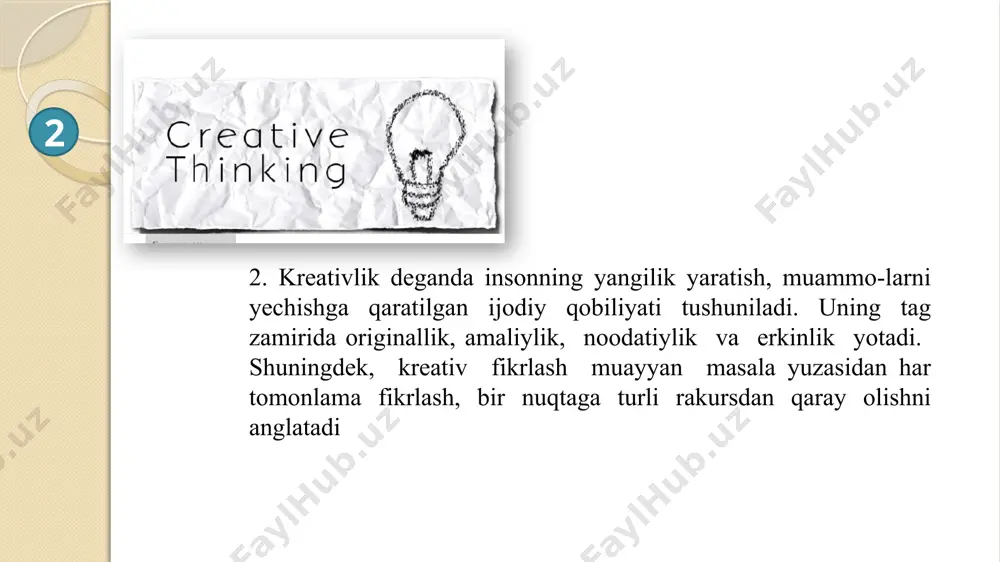 op" deb nomlangan. ko'chada ketayotganingizda yoki transportda ketayotganingizda, reklama, yozuvlar va do'konlarning nomlarini o'qishga harakat qiling, men oldindan so'rayman. masalan, "neapol" pitseriyasi, siz esa "lopaen" ni o'qiysiz. avvaliga bu qiyin bo'ladi, ammo miyani ham o'rgatish kerak. bir necha kun va siz ko'p harakat qilmasdan qisqa so'zlarni, keyinroq uzunroq so'zlarni, keyin iboralarni va nihoyat uzoq jumlalarni o'qiy olasiz. shakli o'zgaruvchilarni o'ynash bu nima uchun? avvalo, siz miyangizni mashq qilasiz, vaziyatni ko'rishning bir nechta usuli borligini, muqobillari borligini va bu muqobillarga e'tibor berish kerakligini xabar bering. muammo tug'ilganda va undan chiqish yo'lini izlash kerak bo'lganda, sizning fikringiz endi nostandart, tushunarsiz echimlarga qarshi turmaydi. ertalab kechqurun boshlanadi ertalab kechqurun boshlanadi - ijodiy fikrlashni rivojlantirishning yana bir qiziqarli usuli. hammamizga ma'lumki, kitob o'qish aqliy qobiliyatlarni rivojlantirishga foydali. aytgancha, ma'lumotning o'zi emas, balki o'qish jarayoni. va ijodiy fikrlashni rivojlantirish uchun siz ijodiy o'qishingiz kerak. kitobni oxiridan, hatto pastdan yuqoriga qarab o'qishni boshlashga harakat qiling. ma'lum …