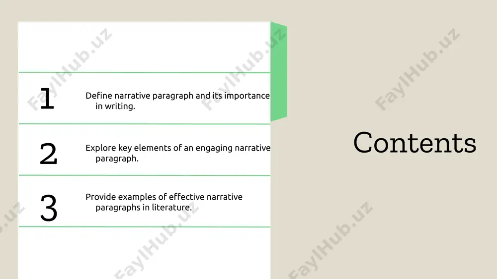 ure to the narrative and reflects the growth or change in the characters. a satisfying resolution ties up loose ends and leaves the reader with a sense of completion. title: importance of narrative paragraphs in writing subtitle: enhancing storytelling and engagement paragraph: narrative paragraphs play a crucial role in writing as they enhance storytelling by providing depth and context. they engage readers by immersing them in the narrative, allowing for emotional connections with characters and situations. through vivid descriptions and relatable experiences, narrative paragraphs effectively convey emotions, making the story resonate on a personal level. bullet points: - narrative paragraphs captivate readers' attention, keeping them invested in the story. - they improve comprehension by illustrating complex ideas through relatable experiences. - studies show that readers are 60% more likely to remember information presented in a narrative format compared to facts alone. introduction to narrative paragraphs a narrative paragraph is a …