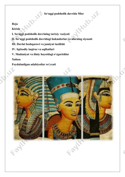 so‘nggi podsholik davrida misr — DOCX