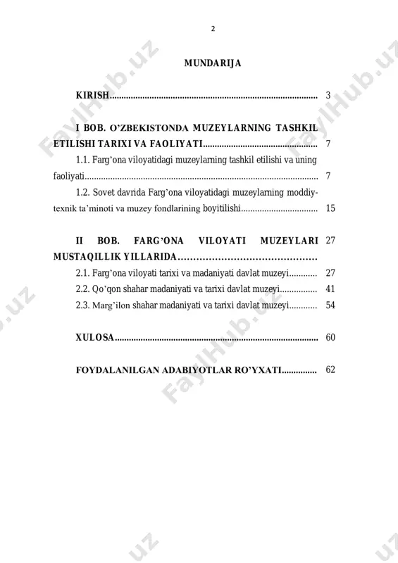 rixiy xotirasiz kelajak yo‟q asarida”, “ma‟naviyatni tiklash, tug‟ilib o‟sgan yurtida o‟zini boshqalardan kam sezmay boshini baland ko‟tarib yurishi uchun insonga, albatta, tarixiy xotira kerak” 2 deb ta‟kidlaganlar. „biron-bir jamiyat, - deb ta‟kidlaydi islom karimov, - ma‟naviy imkoniyatlarini, odamlar ongida ma‟naviy va axloqiy qadriyatlarni rivojlantirmay hamda mustahkamlamay turib o‟z istiqbolini tasavvur eta olmaydi‟ 3 . har qanday jamiyat taraqqiyotining asosiy kuchi ma‟naviyat va ma‟rifatdir. manaviy barkamollikini tarbiyalashda muzeylarni o‟rni muhimdir. „manaviyat, - deb yozadi islom karimov- o‟z xalqining tarixini, uning madaniyatini va vazifalarini chuqur bilish va tushunib yetishga suyangandagina qudratli kuchga aylanadi‟. bunday tarixga bo‟lgan e‟tibor keying davrlarda ham rivojlanib bordi. “o‟zbek xalqining necha ming yillik tarixida qanday murakkab davrlar, og‟ir sinovlar bo‟lganini barchamiz yaxshi bilamiz” 4 . mana shu sinovlarga boy o‟tmish, mana shu so‟nmas madaniyat o‟zbek xalqini buyuk va yorqin kelajak sari odim qadam tashlashga, qiyinchilik va sinovlarni yengib o‟tishga undaydi, mushtarak maqsadlar yo‟lida birlashtiradi. zero, o‟zbekiston respublikasi prezidenti …