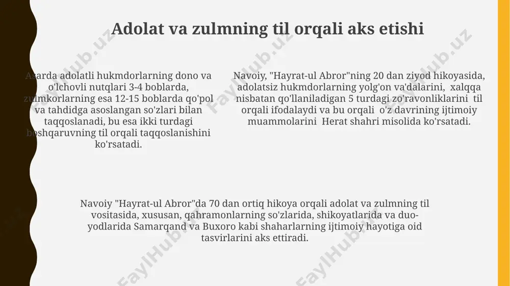 alisher navoiyning "hayrat-ul abror" dostonida so‘z, nutq haqidagi fikrlar - Page 5