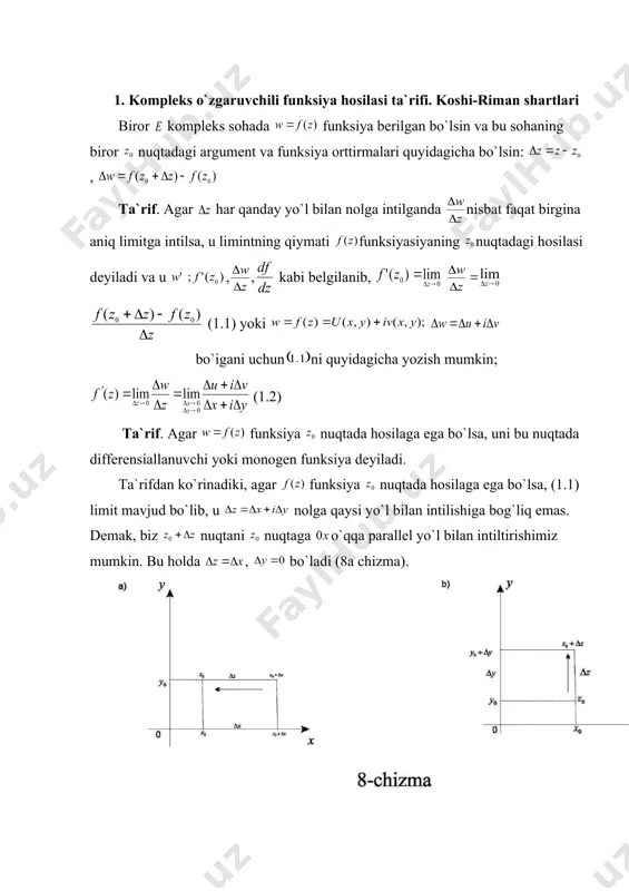 2 , 0 0 ) 3 2 ( 3 2 2 3 2 2 = þ = + þ - = = = þ = - þ = y y y y y y x y x xy x - ) 0 ; 0 ( 0 e ) ( z f w = e 0 z 0 ) ( ' 0 ¹ z f ) ( z 0 z d 0 w 0 z 2 1 , c c 0 w 2 1 , ã ã 0 ) ( ' 0 ¹ z f ) ( ' 0 z f ), sin (cos ) ( ' 0 f f i r z f + = - ¹ = 0 ) ( ' 0 z f r - = )] ( ' arg[ 0 z f f y u x v y v x u ¶ ¶ - = ¶ ¶ …