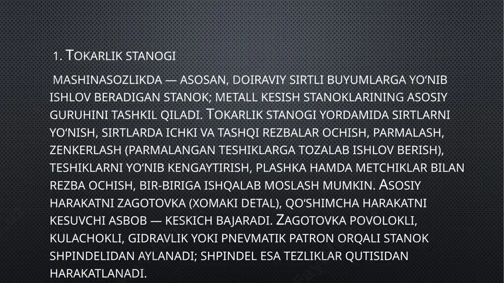 shi va ularning qayerlarda ishlatilishini bilib oldik.shuningdek biz keyingi ish kunlarida korxonaning ichki tartib qoidalari va texnika xavfsizligi qoidalari bilan tanishib chiqdik.biz korxonada amaliyot oʻtash davrida har bir detalni ishlab chiqarilish jarayoni bilan tanishib chiqdik va oʻzimiz ham ushbu jarayonda ishtirok etdik.biz amaliyot oʻtash davrida korxonadagi muammolar yuzasidan atroflicha fikr almashdik. foydalanilgan adabiyotlar: 1. majidov s. “elektr mashinalari va elektr yuritma”. oʻqituvchi , 2002-yil 2. siddiqov i. x. “ elektr energiyasi isteʼmolini nazorat qilish”. “ilm+ziyo” 2012-yil 3. imom nazarov a.”sanoat korxonalarida elektr jihozlariga texnik xizmat koʻrsatish va taʼmirlash” “ turon-iqbol” 2006-yil image2.jpeg image3.jpeg image4.jpeg image5.jpeg image6.jpeg image7.jpeg image8.jpeg image9.jpeg image10.jpeg /docprops/thumbnail.jpeg