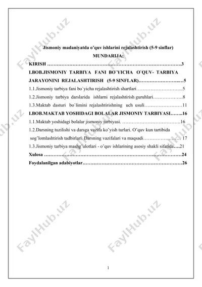 jismoniy madaniyatda o’quv ishlarini rejalashtirish (5-9 sinflar) — DOCX