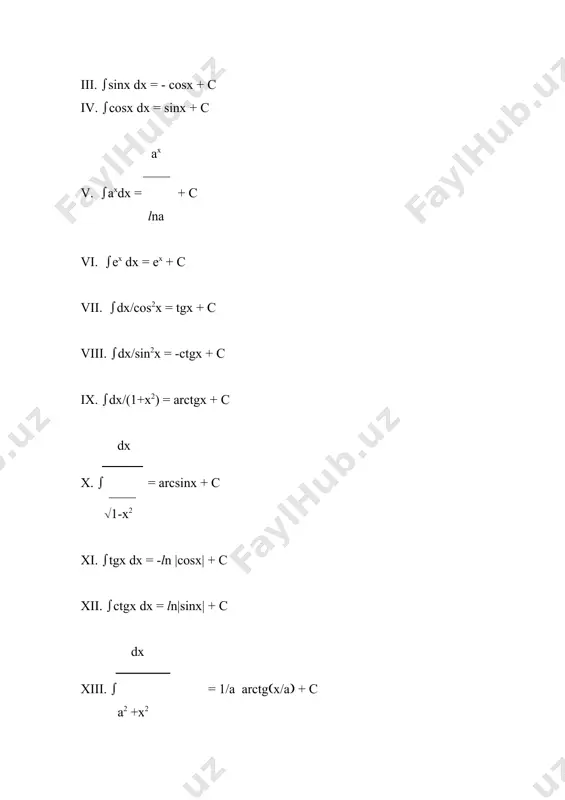 интеграл. бошлангич функция. аникмас интеграл ва унинг хоссаси - Page 5