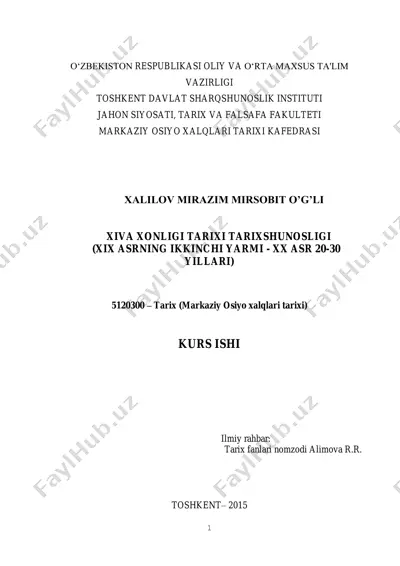 xiva xonligi tarixi tarixshunosligi — PDF